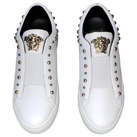 versace white signature shoes mens|versace chunky heels.